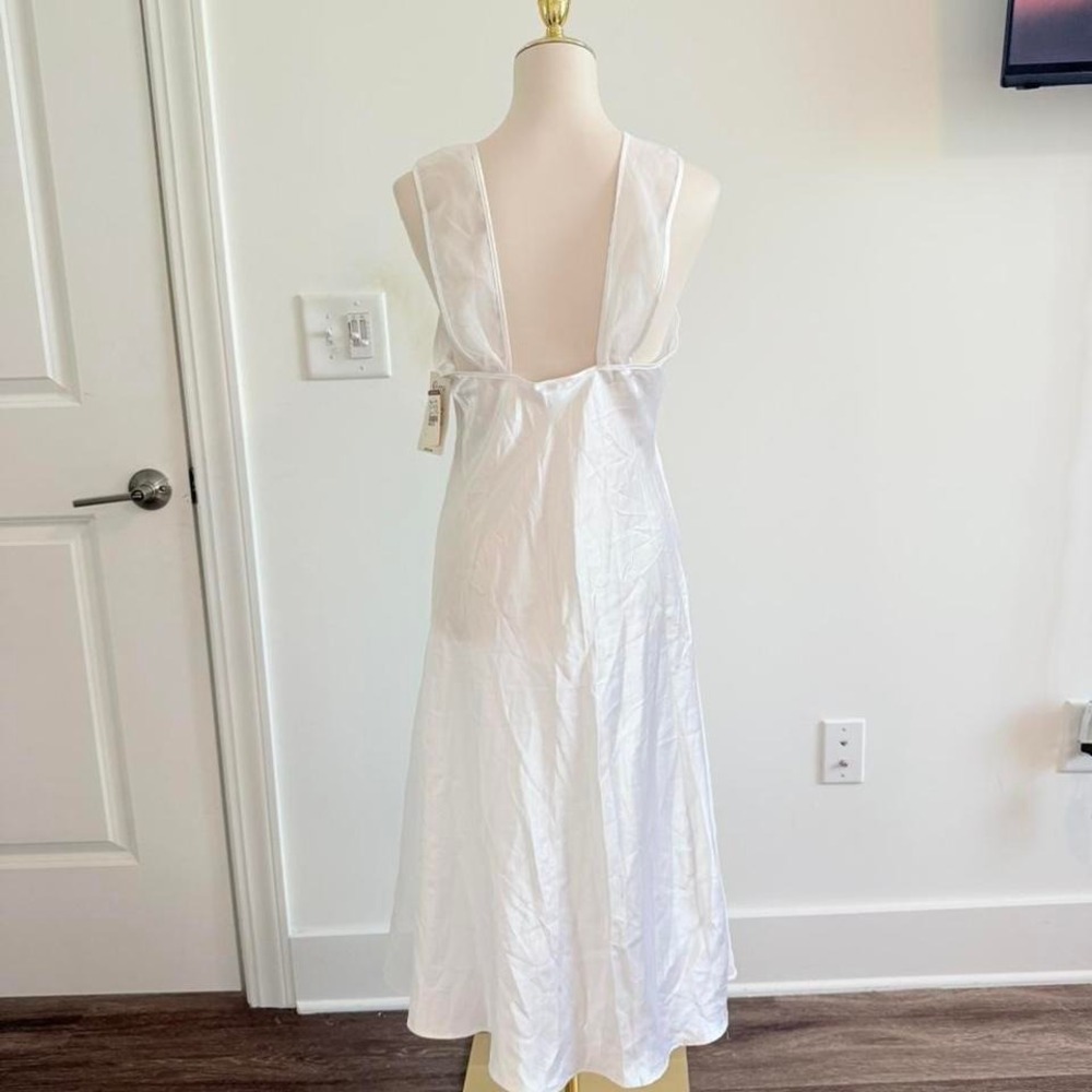 Vintage Deadstock Cinema White Satin Slip Dress with Lace‎ Trim Size M - Picture 4 of 8